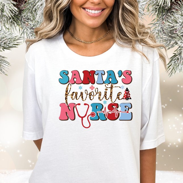  Santa's Favourite Nurse Funny Christmas T-Shirt (Creator Uploaded)