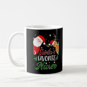Santa's Favourite Nurse Funny Xmas Pyjamas Reindee Coffee Mug