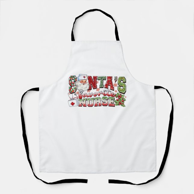 Santa's Favourite Nurse, Merry Nurse, Nurse Christ Apron (Front)