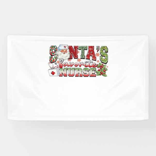Santa's Favourite Nurse, Merry Nurse, Nurse Christ Banner (Horizontal)