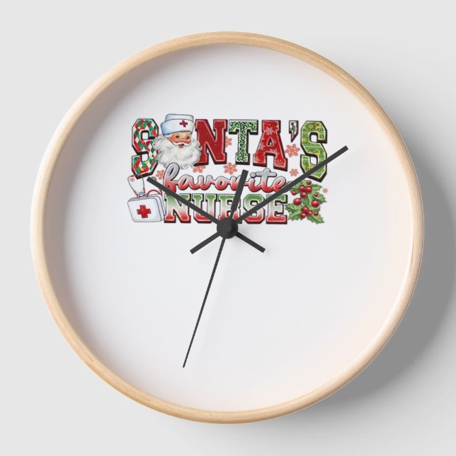 Santa's Favourite Nurse, Merry Nurse, Nurse Christ Clock (Front)