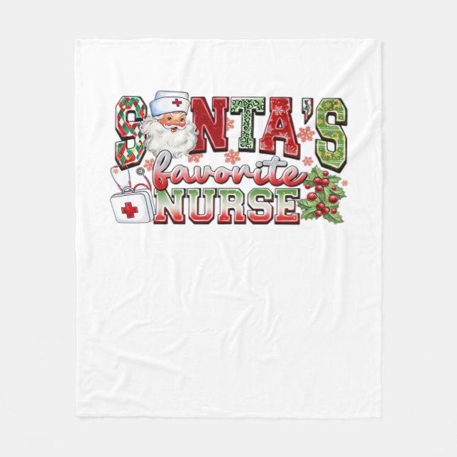 Santa's Favourite Nurse, Merry Nurse, Nurse Christ Fleece Blanket (Front)
