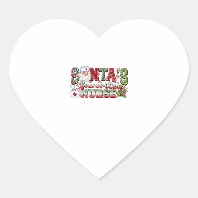 Santa's Favourite Nurse, Merry Nurse, Nurse Christ Heart Sticker (Front)
