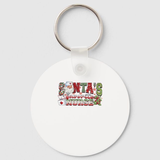Santa's Favourite Nurse, Merry Nurse, Nurse Christ Key Ring (Front)