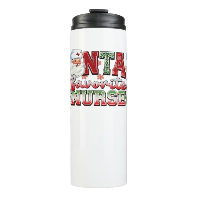 Santa's Favourite Nurse, Merry Nurse, Nurse Christ Thermal Tumbler (Front)