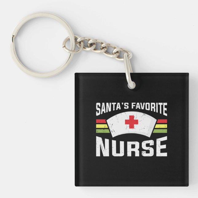 Santa's Favourite Nurse - Nurse Cap Key Ring (Front)