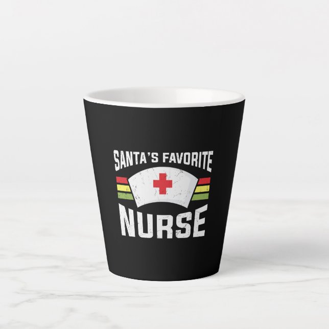 Santa's Favourite Nurse - Nurse Cap Latte Mug (Front)