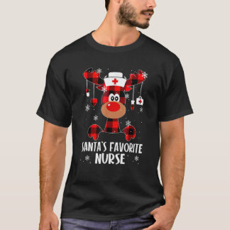 Santa's Favourite Nurse Reindeer Nursing Christmas T-Shirt