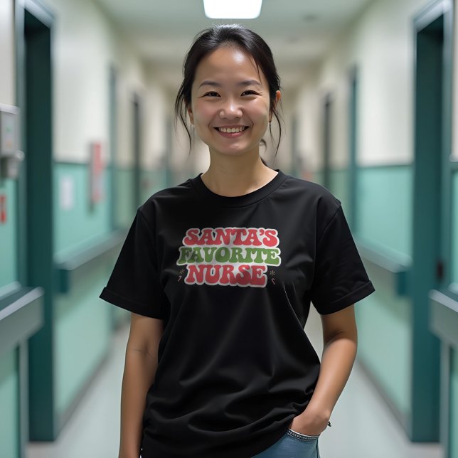 Santa's Favourite Nurse  T-Shirt (Santa's Favorite Nurse T-Shirt, Christmas Gift, Holiday Tee, Nurse Appreciation, Unisex Softstyle Sh)