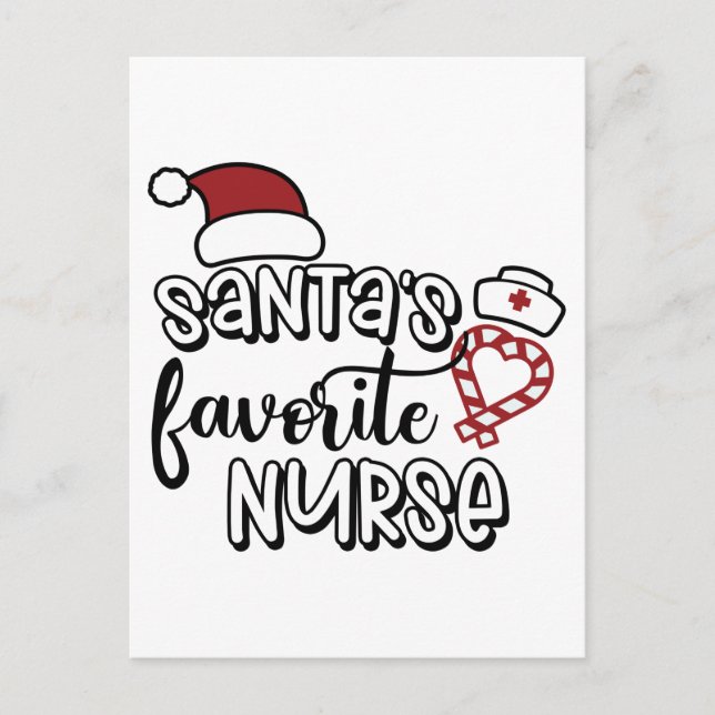 Santa's Favourite Nurse Thankful Christmas Season Postcard (Front)