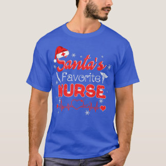 Santa's Favourite Nurse Xmas Light Santa Hat Chris T-Shirt
