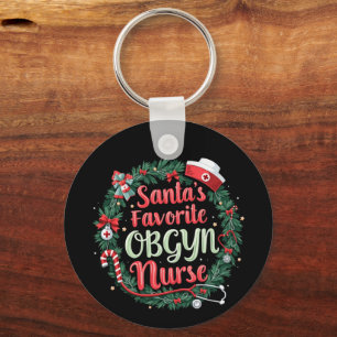 Santa's Favourite OBGYN Nurse Customisable Treat Key Ring