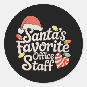 Santa's Favourite Office Staff Christmas Lights Classic Round Sticker