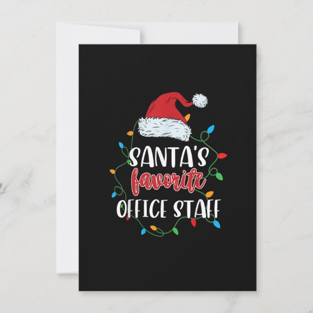 Santa's Favourite Office Staff Christmas Lights Fu Invitation (Front)