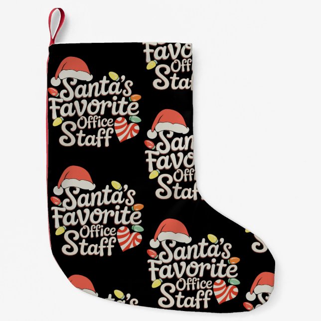Santa's Favourite Office Staff Christmas Lights Small Christmas Stocking (Front)