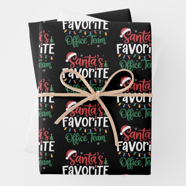 Santa's Favourite Office Team Christmas Funny Work Wrapping Paper Sheet (In situ)