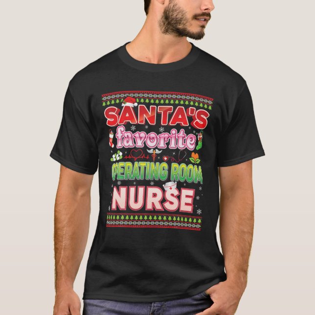 Santa's Favourite Operating Room Nurse Christmas S T-Shirt (Front)