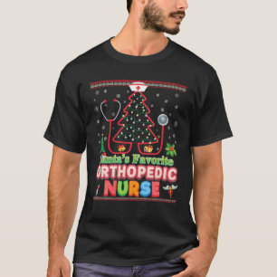 Santa's Favourite Orthopaedic Nurse Christmas Tree T-Shirt