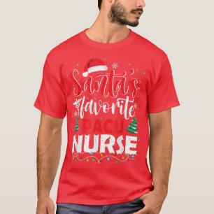 Santas Favourite Pacu Nurse Christmas Light Santa T-Shirt