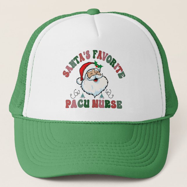 Santa's Favourite Pacu Nurse - Christmas Pacu Nurs Trucker Hat (Front)