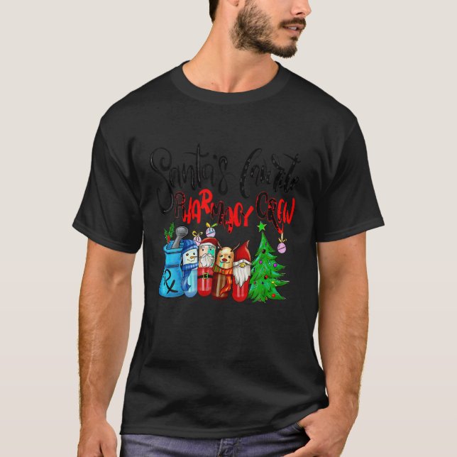 Santas Favourite Pharmacy Crew Christmas Pills Tea T-Shirt (Front)