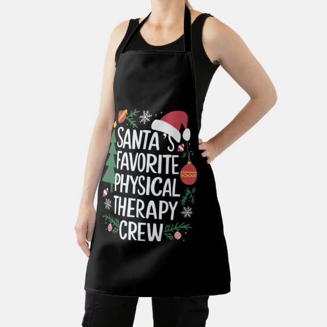 Santa's Favourite Physical Therapy Crew Christmas Apron (Insitu)