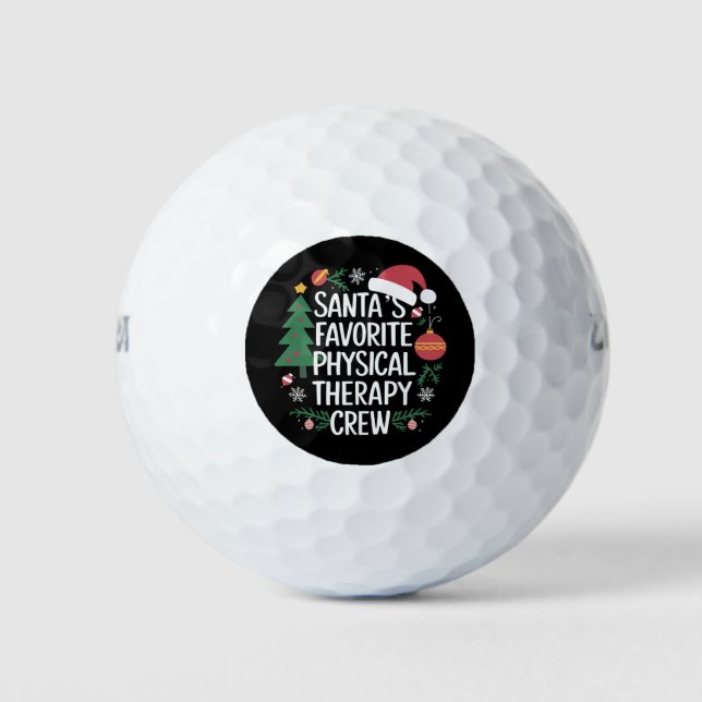 Santa's Favourite Physical Therapy Crew Christmas Golf Balls (Front)