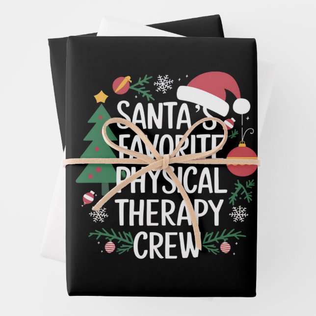 Santa's Favourite Physical Therapy Crew Christmas Wrapping Paper Sheet (In situ)