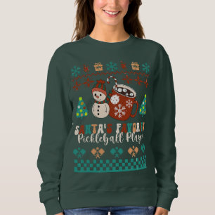 Santa's Favourite Pickleball Player Funny Ugly  Sweatshirt