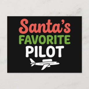 Santa's Favourite Pilot Christmas Aviation Aeropla Holiday Postcard