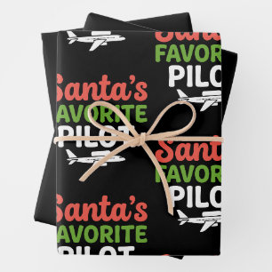 Santa's Favourite Pilot Christmas Aviation Aeropla Wrapping Paper Sheet