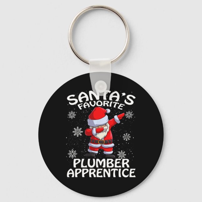 Santa's Favourite Plumber Apprentice Christmas  Key Ring (Front)