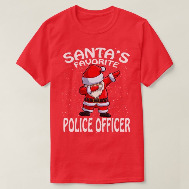Santas Favourite Police Officer Christmas T-Shirt (Design Front)