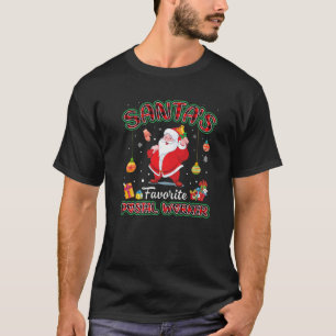Santa's Favourite Postal Worker Santa Red Plaid Ch T-Shirt
