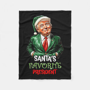 Santas Favourite President Funny Santa Trump 2024 Fleece Blanket