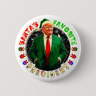 Santa's Favourite President Funny Trump Christmas 6 Cm Round Badge