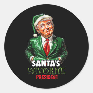 Santa's Favourite President Funny Trump Christmas Classic Round Sticker