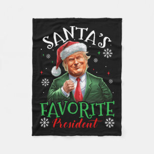 Santa's Favourite President Funny Trump Christmas Fleece Blanket