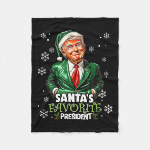 Santa's Favourite President Funny Trump Christmas Fleece Blanket