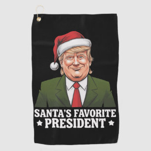 Santa's Favourite President Funny Trump Christmas Golf Towel