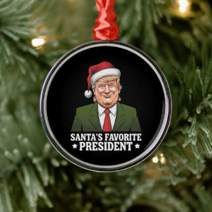 Santa's Favourite President Funny Trump Christmas Metal Tree Decoration