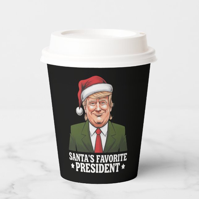 Santa's Favourite President Funny Trump Christmas Paper Cups (Front)
