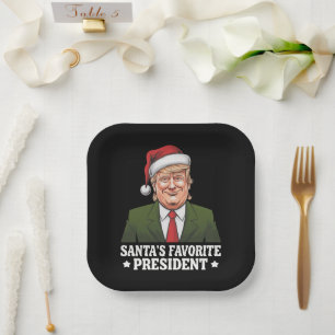 Santa's Favourite President Funny Trump Christmas Paper Plate