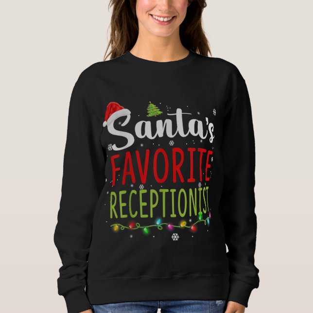 Santa's Favourite Receptionist Christmas Santa Hat Sweatshirt (Front)