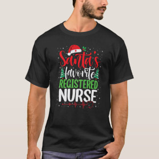 Santa's Favourite Registered Nurse Christmas Santa T-Shirt