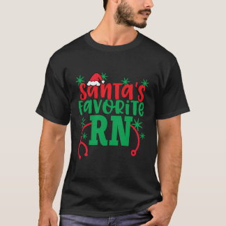 Santa'S Favourite Rn Cute Christmas Registered Nur T-Shirt