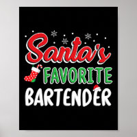 Santa's Favourite Rtender T Shirt Cute Xmas Party 