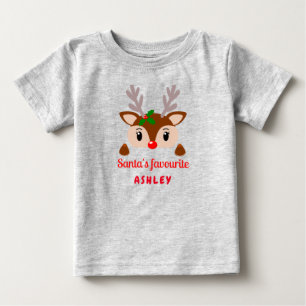 Santa's favourite ,Rudolph reindeer baby Christmas T-Shirt