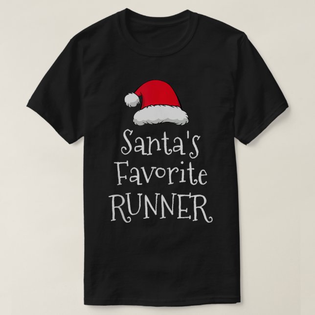 Santas Favourite Runner Christmas Funny Running Gi T-Shirt (Design Front)
