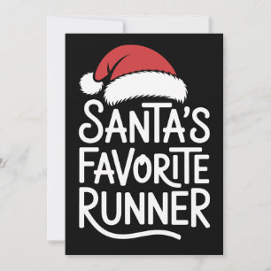 Santa's Favourite Runner Christmas Santa Hat Xmas Invitation